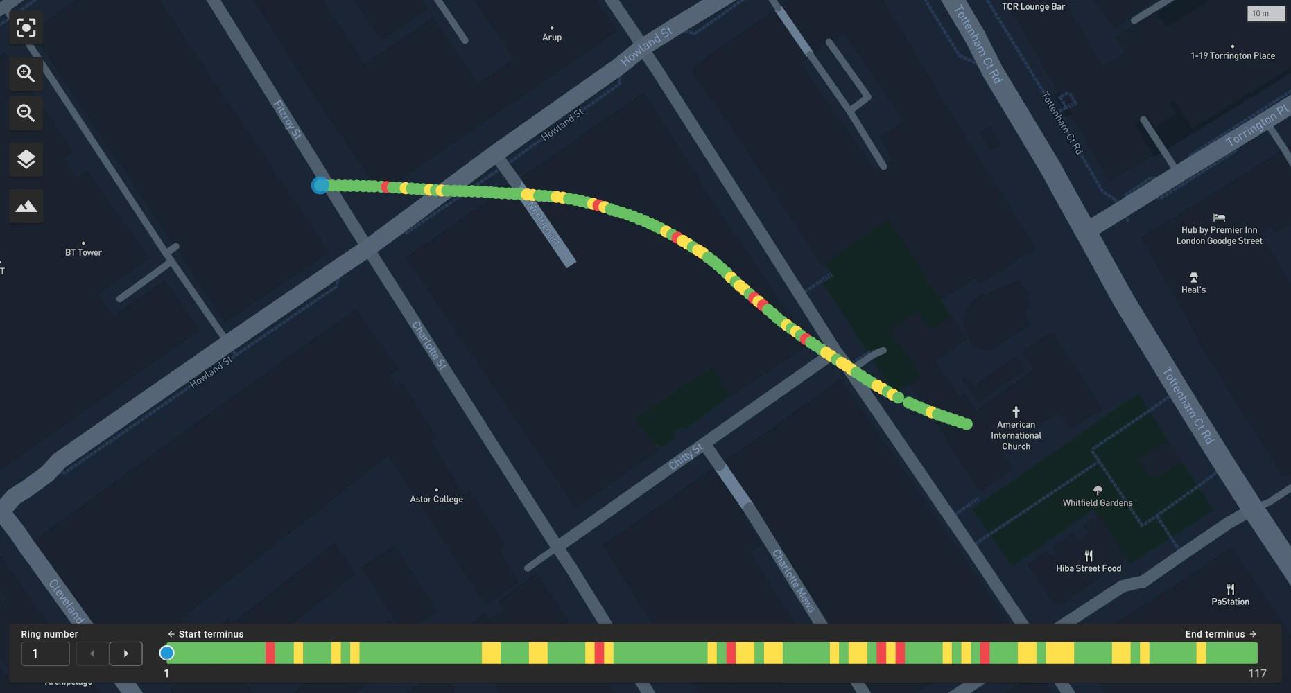 A tunnel alignment with RAG rating