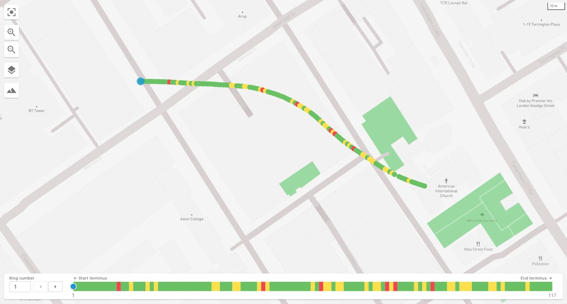 A tunnel alignment with RAG rating